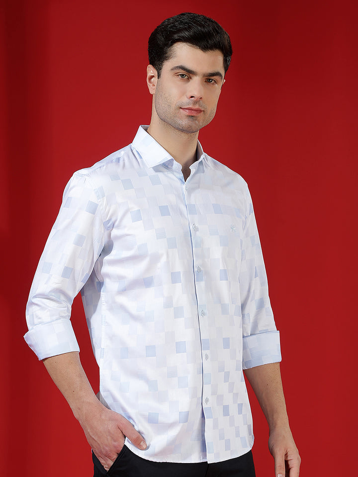 Blue Printed 100% Cotton Shirt