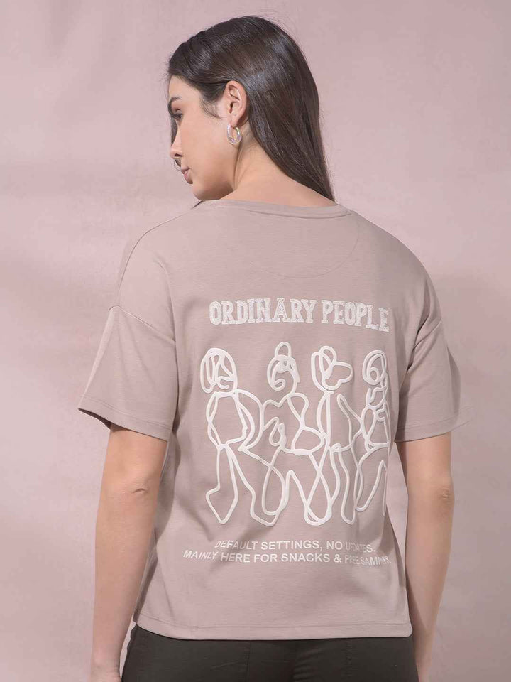 Beige Graphic Print T-Shirt