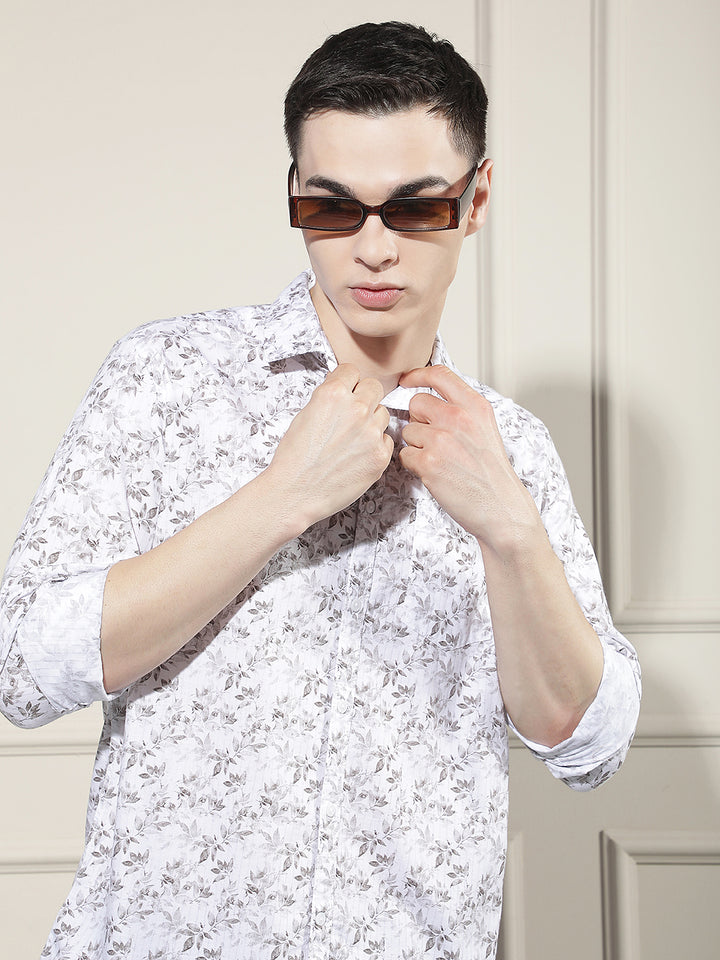 Brown Floral Print Shirt