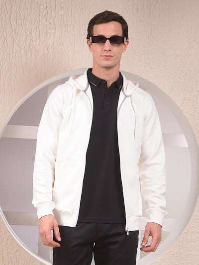 Off White Hooded Neck Sweatshirt