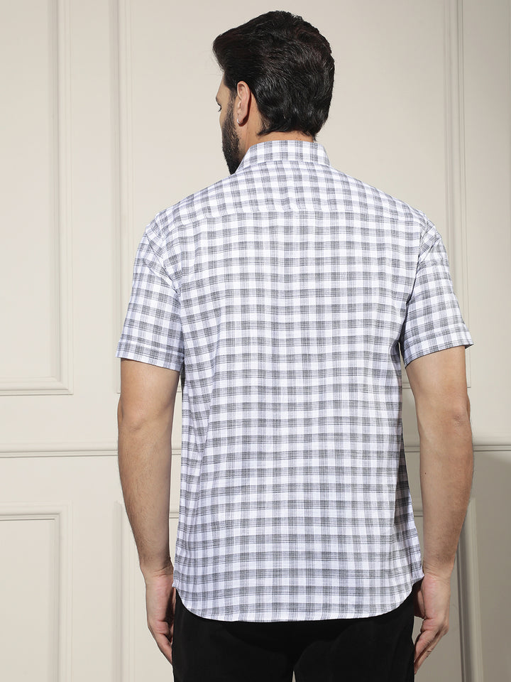 White Checked 100% Cotton Shirt