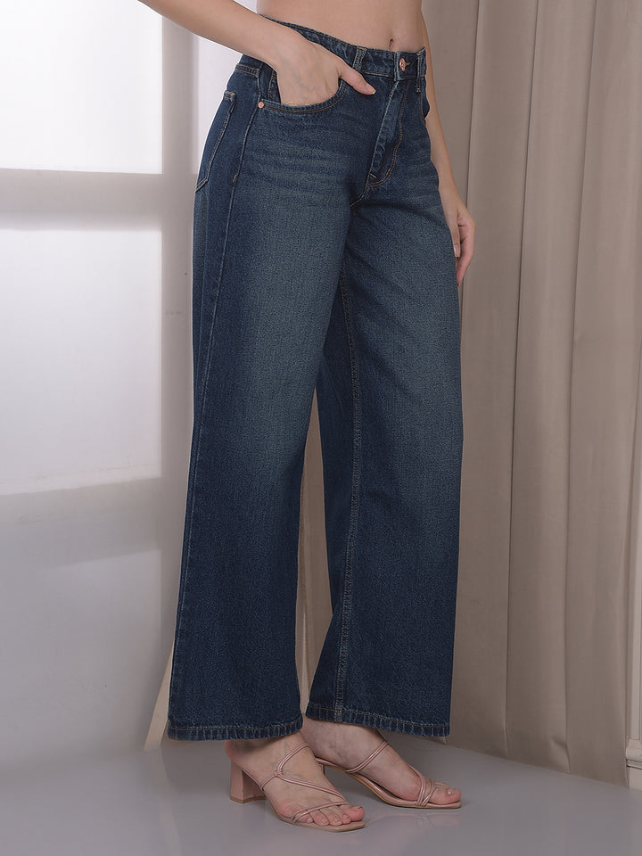 Blue Wide Leg 100% Cotton Jeans