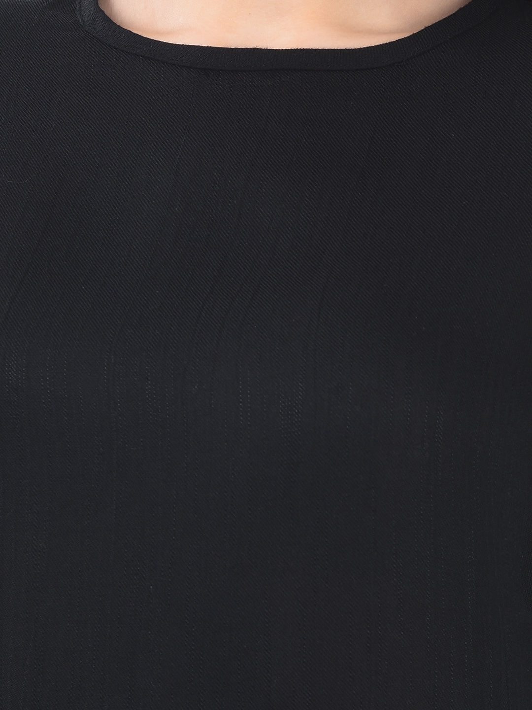 Black Crepe Flutter Sleeve Top