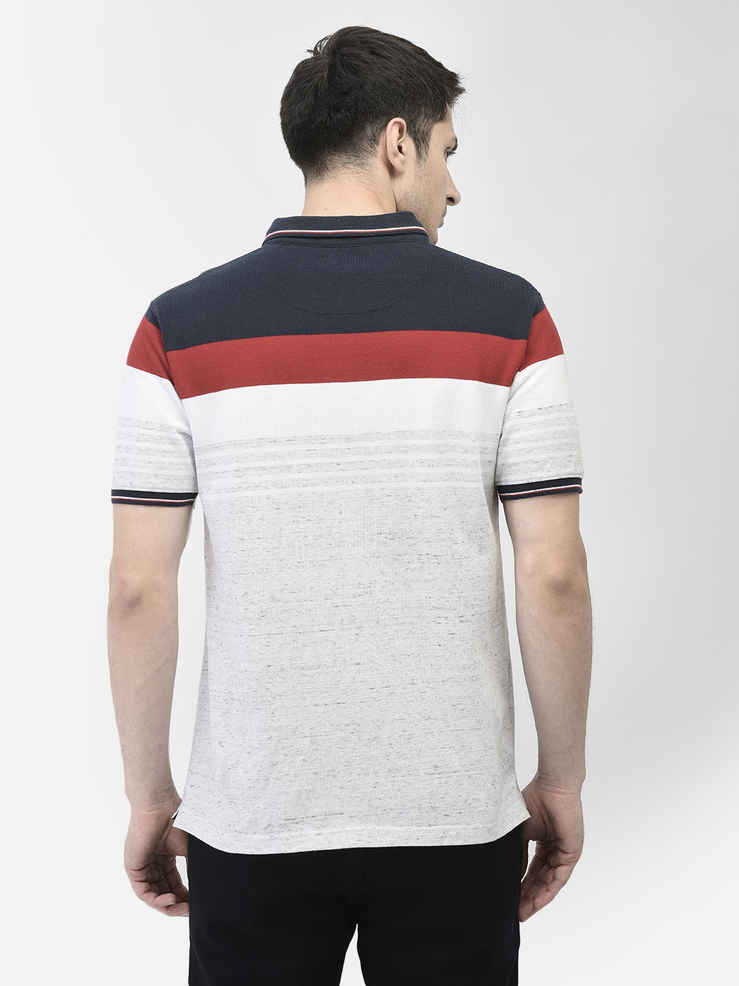 Multi-Color Color-Blocked Polo Neck T-Shirt
