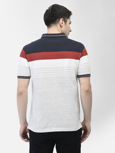Multi-Color Color-Blocked Polo Neck T-Shirt