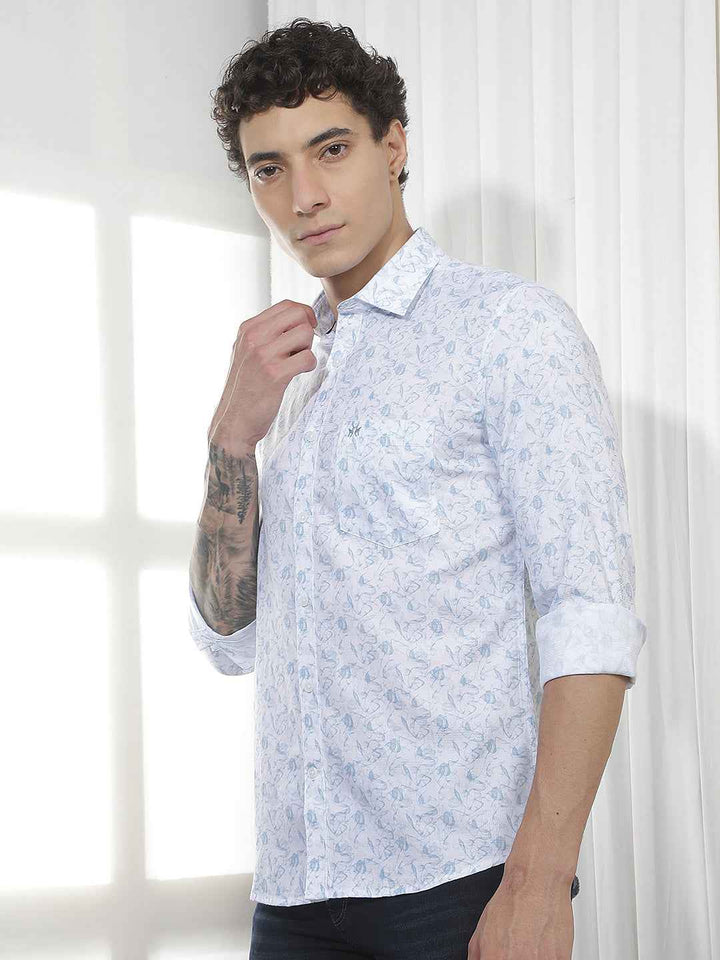 White Printed 100% Cotton Shirt