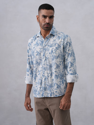 Blue Floral Print Shirt
