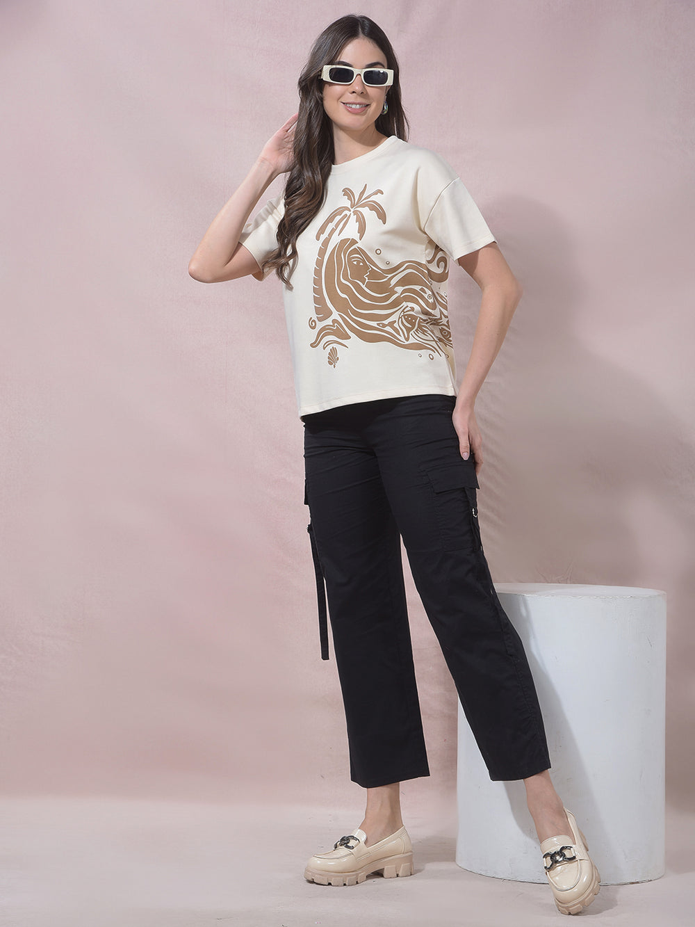 SurgeSand Beige Palm Graphic Tee