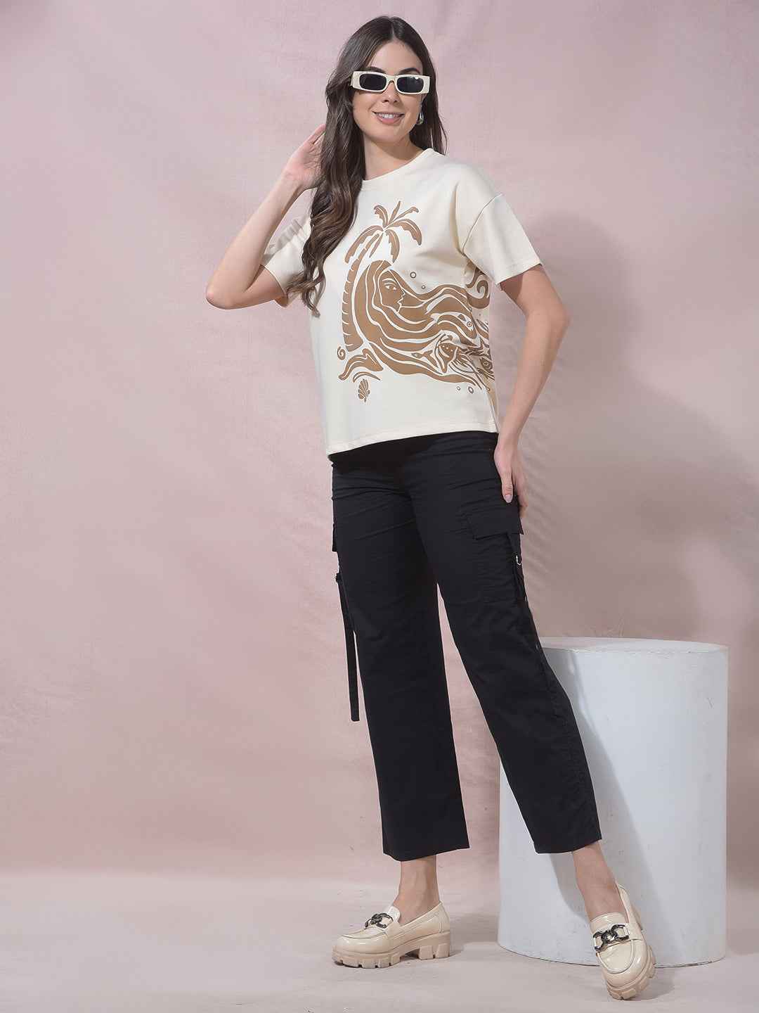 SurgeSand Beige Palm Graphic Tee