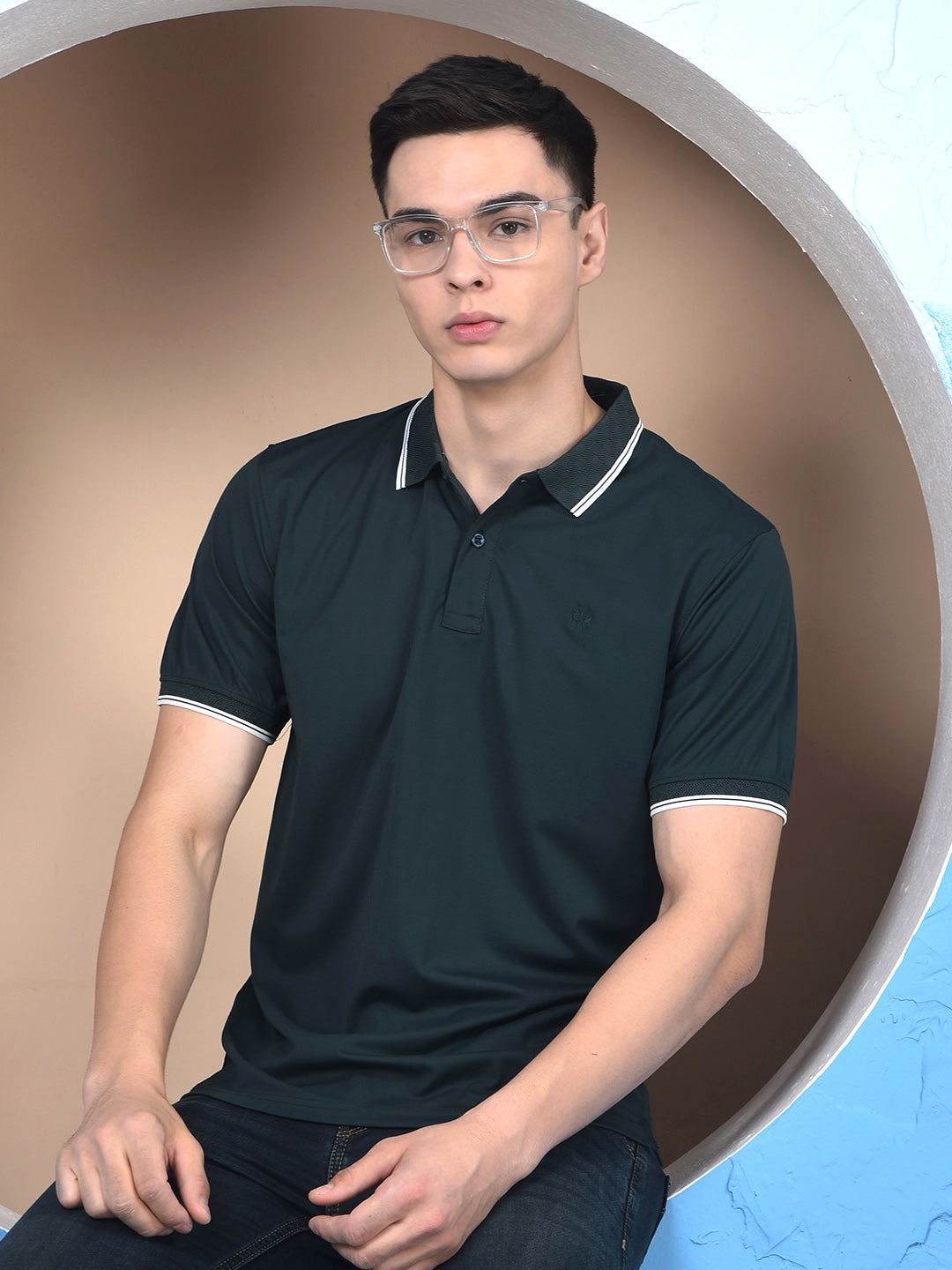 Green Polo-Neck T-Shirt