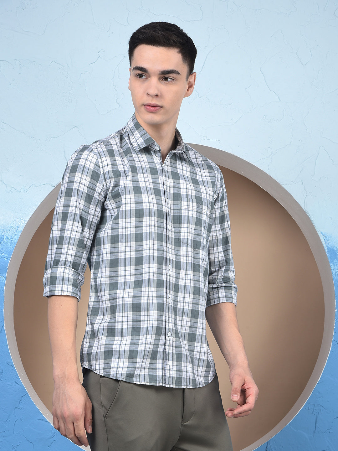 Grey Checked 100% Cotton Shirt