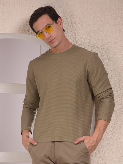 Olive Textured Knit Sweatshirt