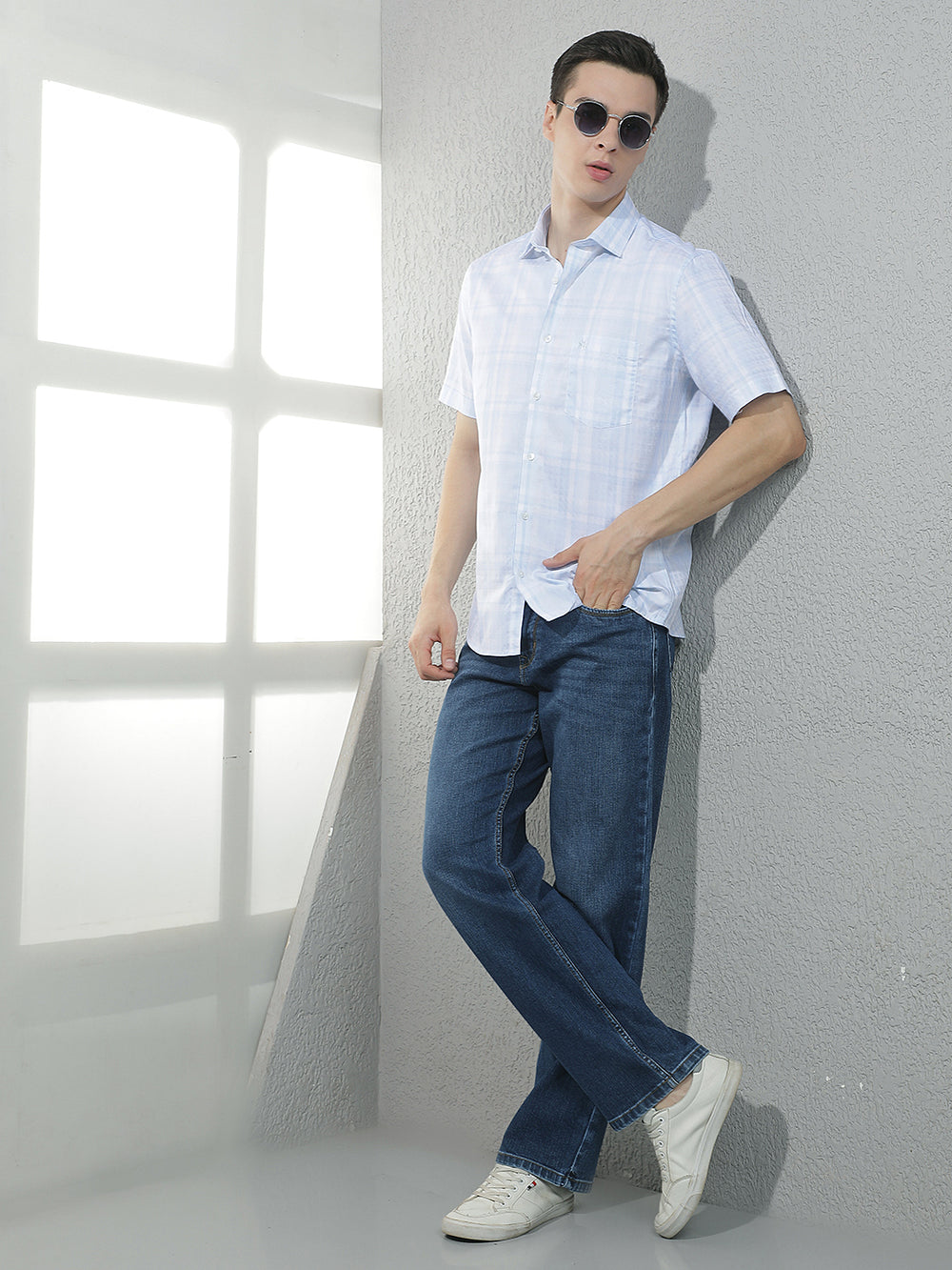 Blue Graphic Print 100% Cotton Shirt