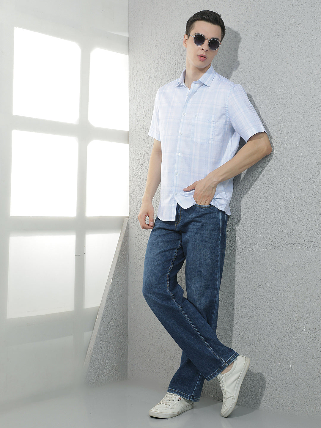 Blue Graphic Print 100% Cotton Shirt