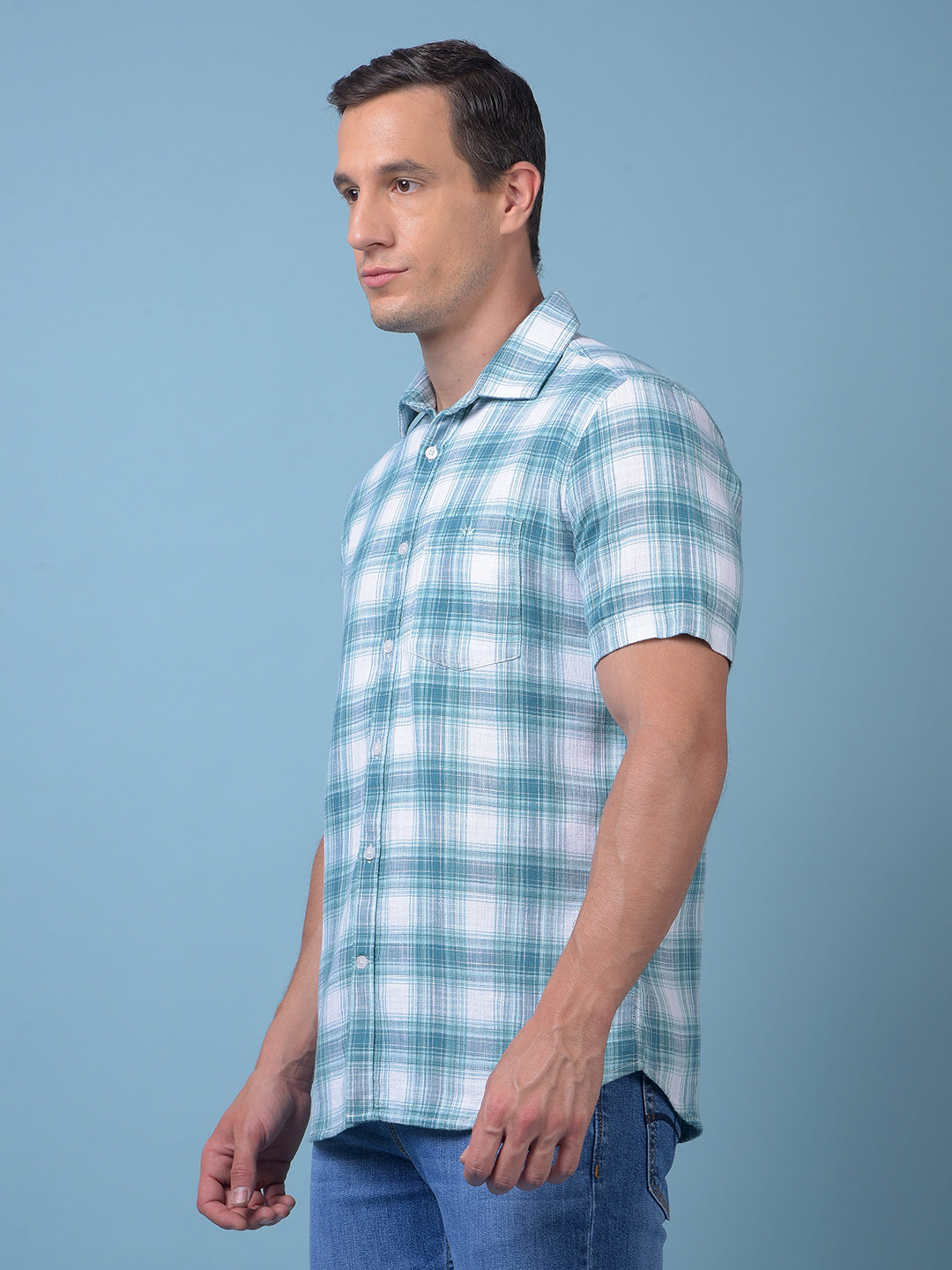 Green Checked 100% Cotton Shirt