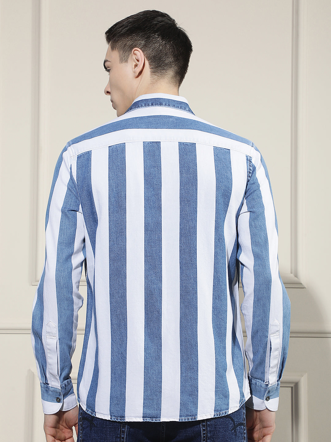 Blue Vertical Stripes 100% Cotton Shirt