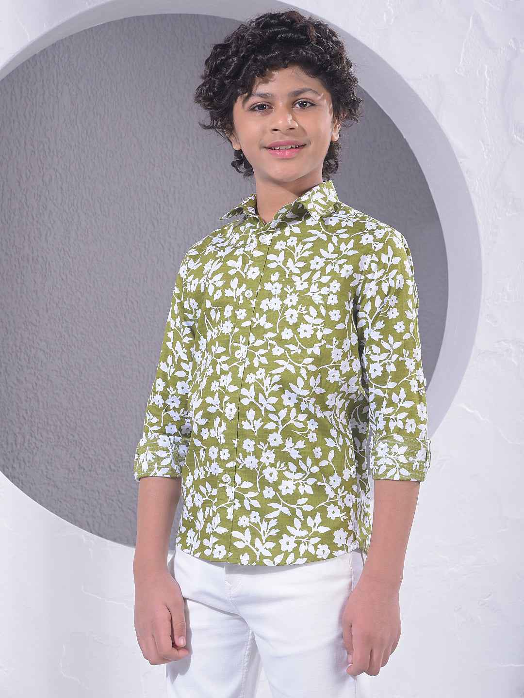 Green Floral Print Shirt