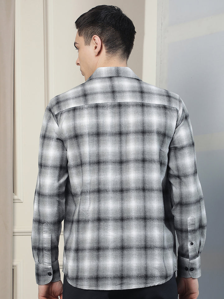 Grey Checked 100% Cotton Shirt