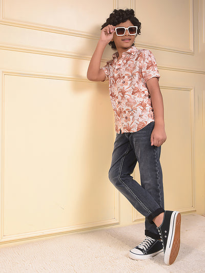Brown Floral Print Shirt