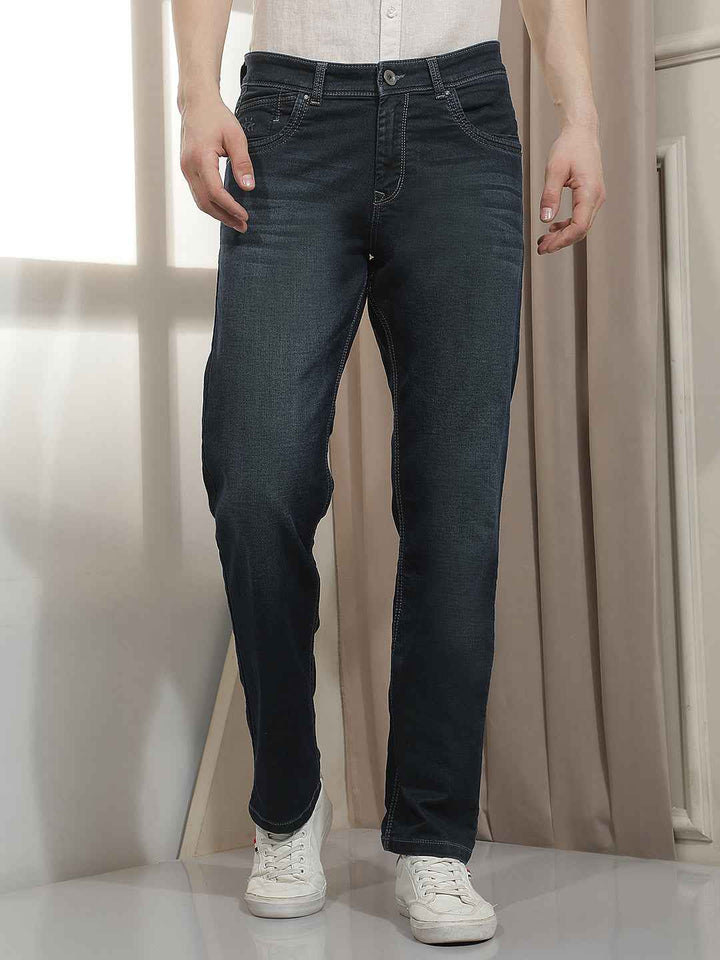 Navy Blue Straight Jeans