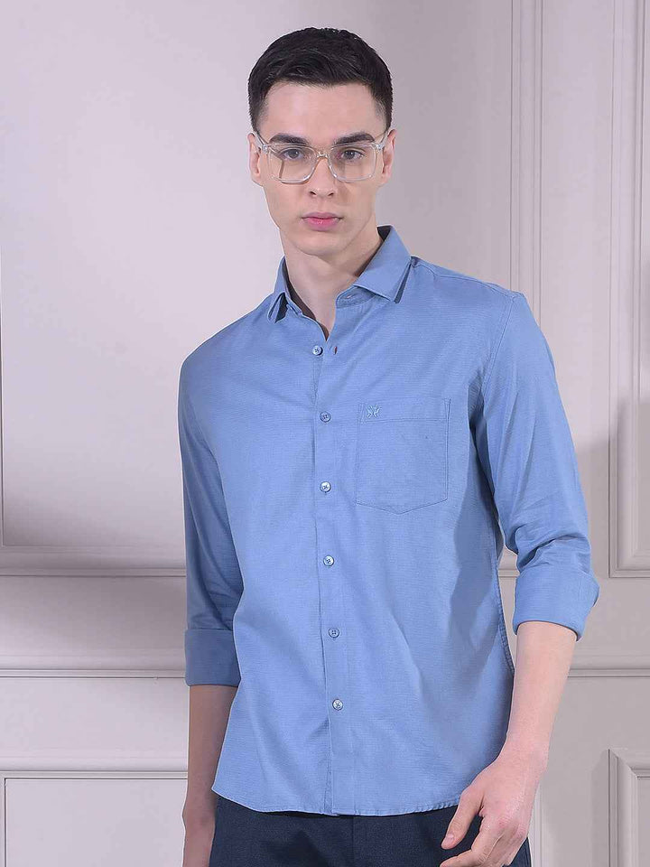Sky Blue Soft Cotton Blended Shirt