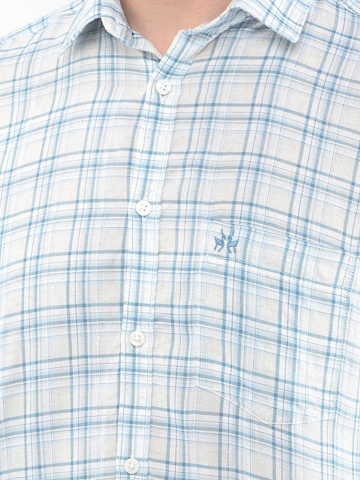 Periwinkle Blue Checked Linen Shirt