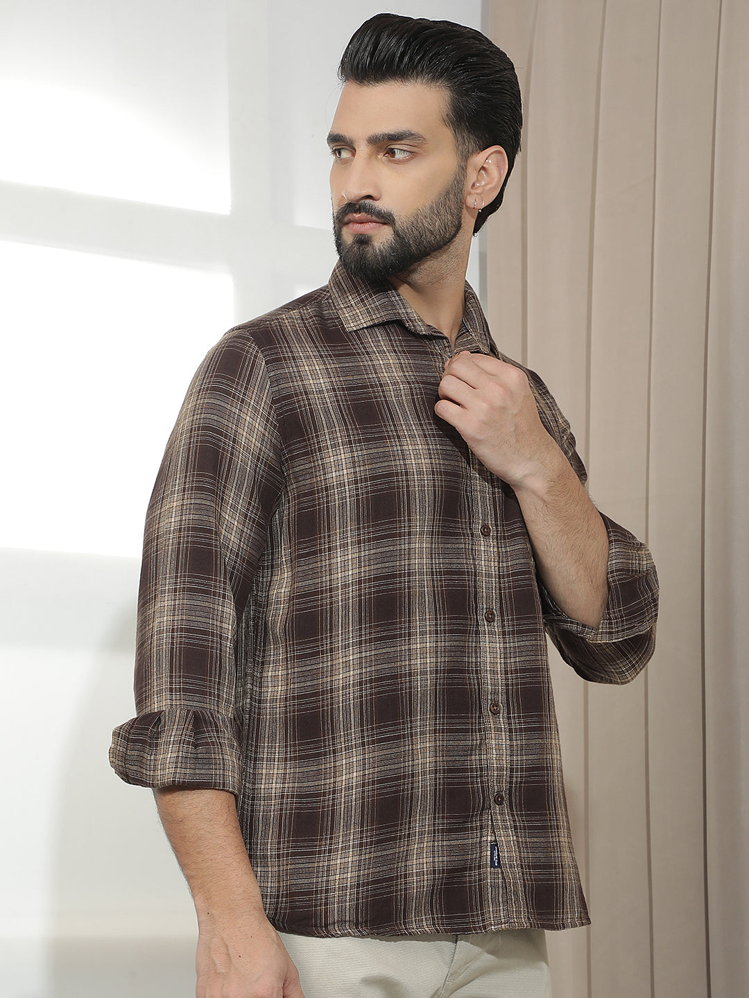 Dark Brown Checked Shirt