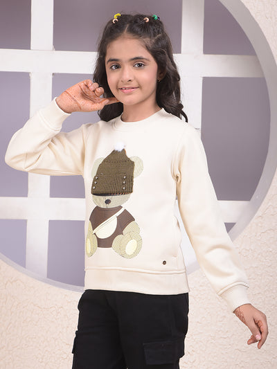 Beige Embroidered Sweatshirt