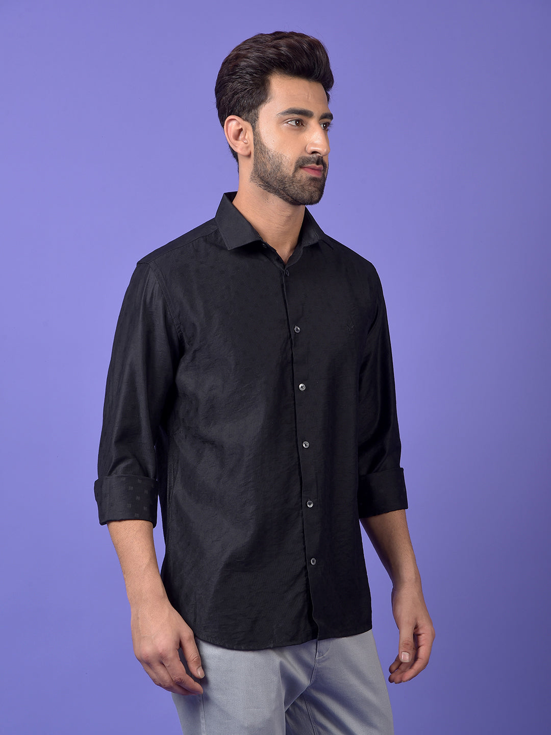 Black Textured Shirt