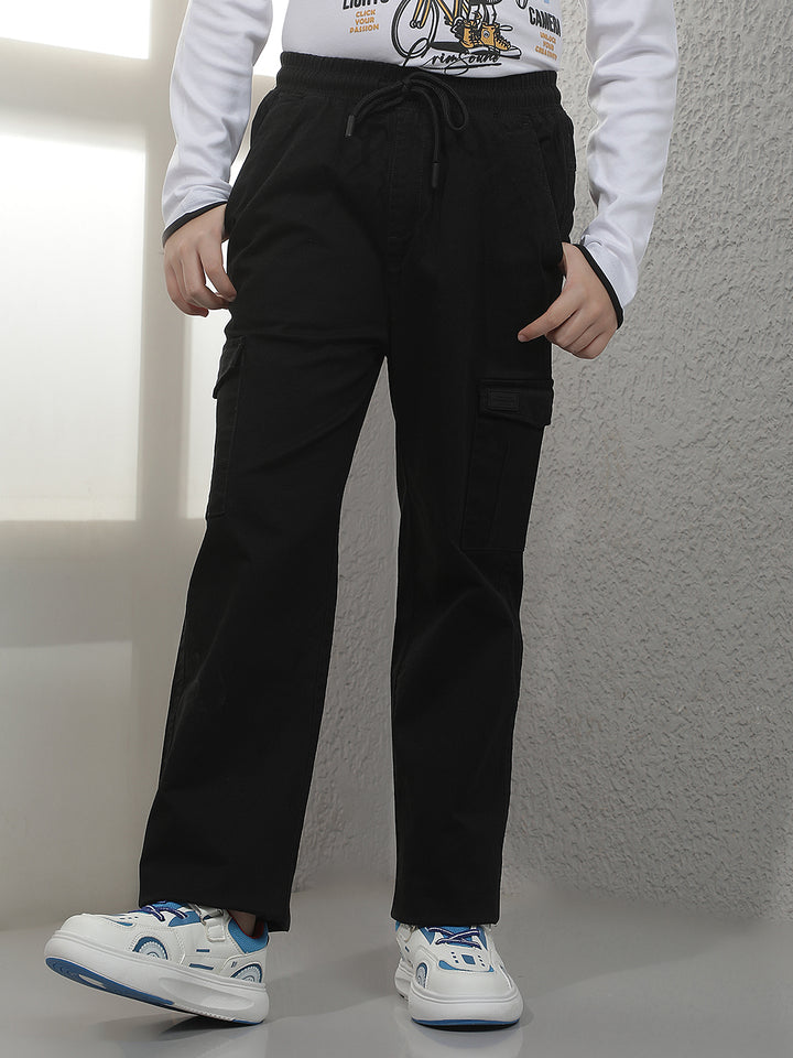 Modern Raven Black Cargo Trackpants