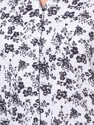 White Floral Print Shirt