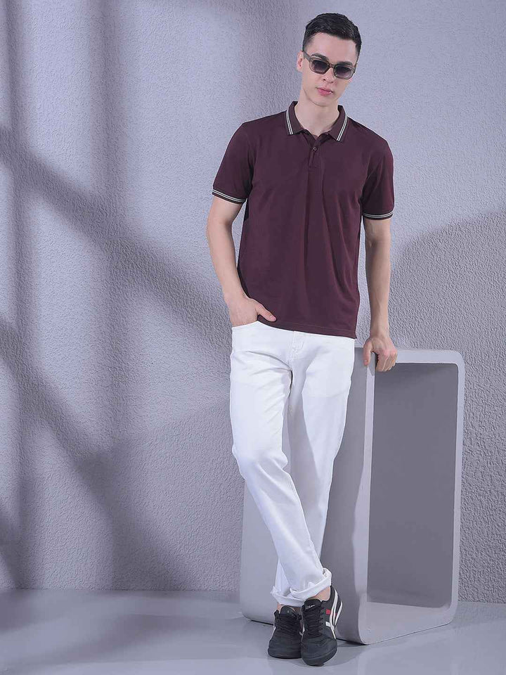 Wine Polo Neck T-Shirt