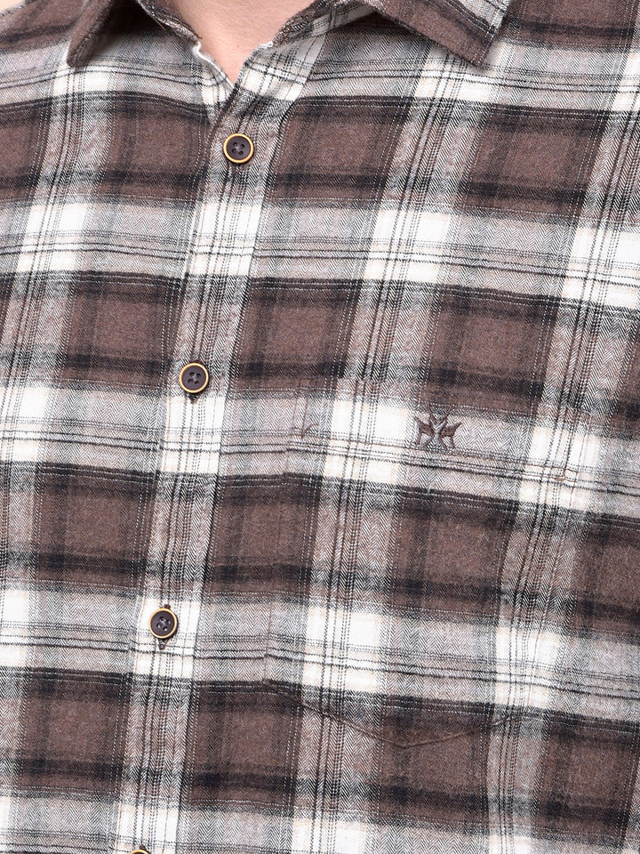 Brown Checked 100% Cotton Shirt
