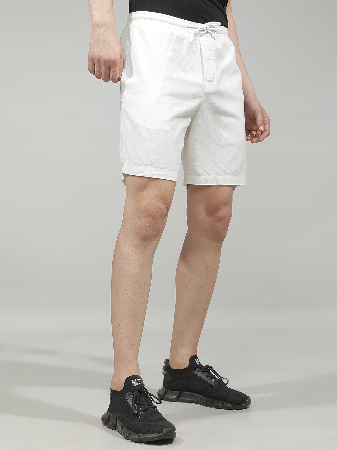 Tailored Crisp White Linen Shorts