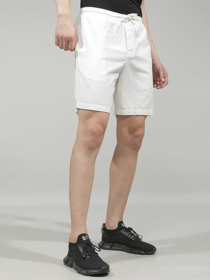Tailored Crisp White Linen Shorts