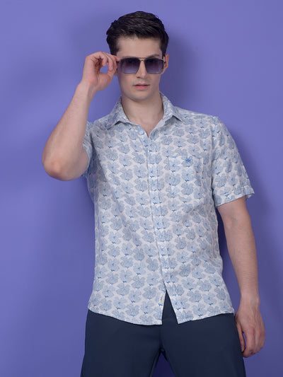 Blue Floral Print Shirt