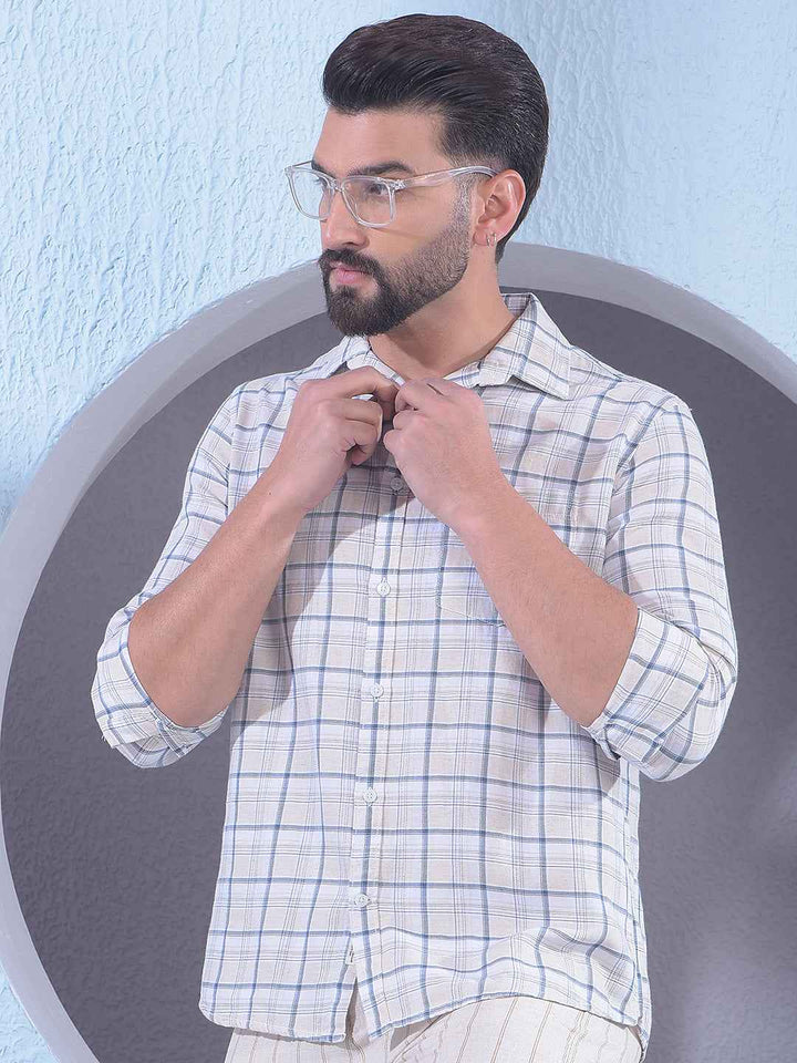 Grey Checked Linen Shirt