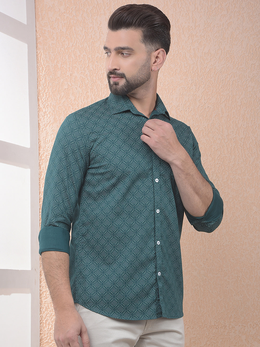 Deep Green Micro Print Shirt