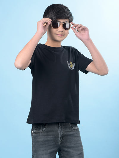 Black Graphic Print 100% Cotton T-Shirt