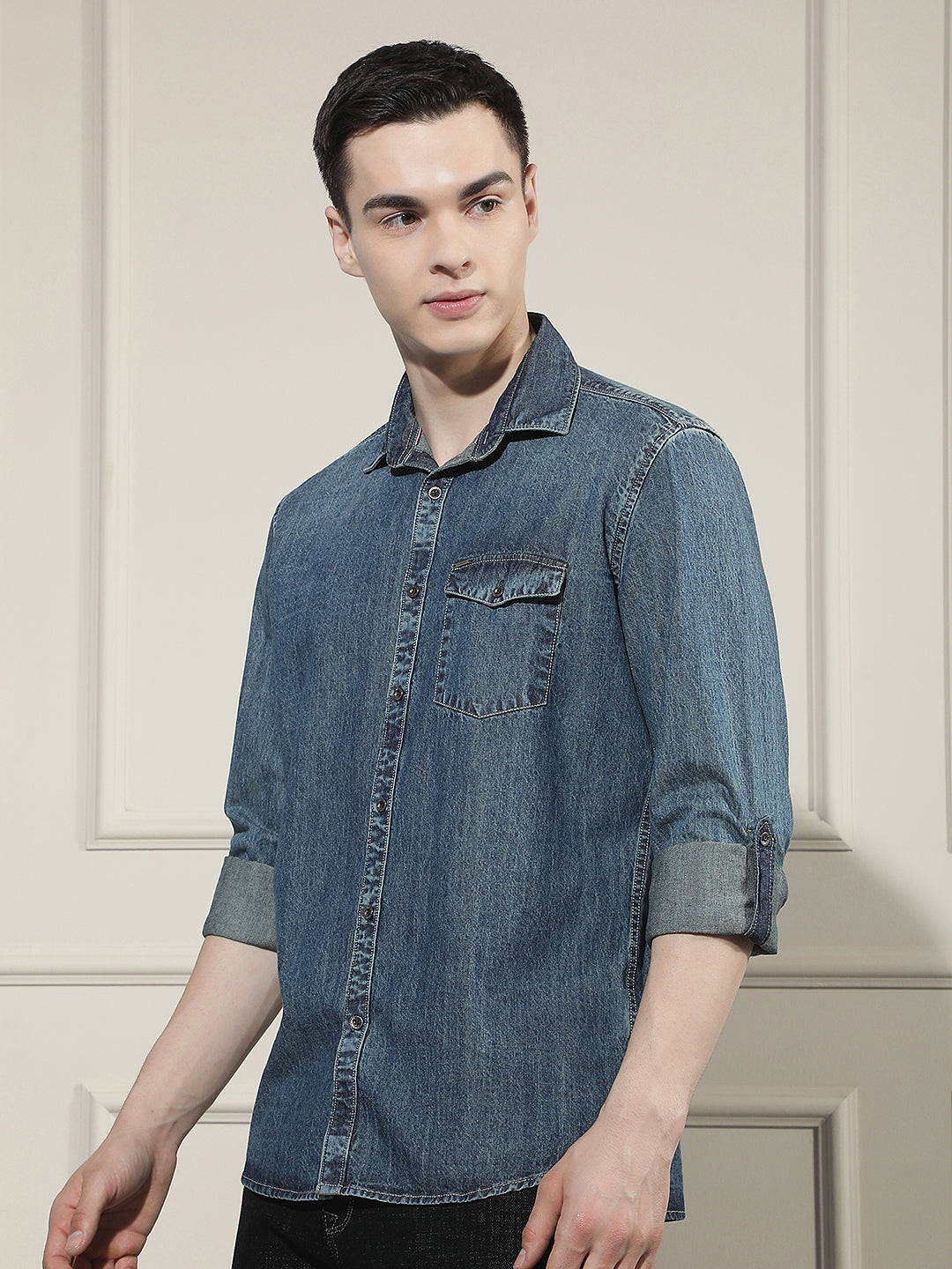 Blue 100% Cotton Denim Shirt