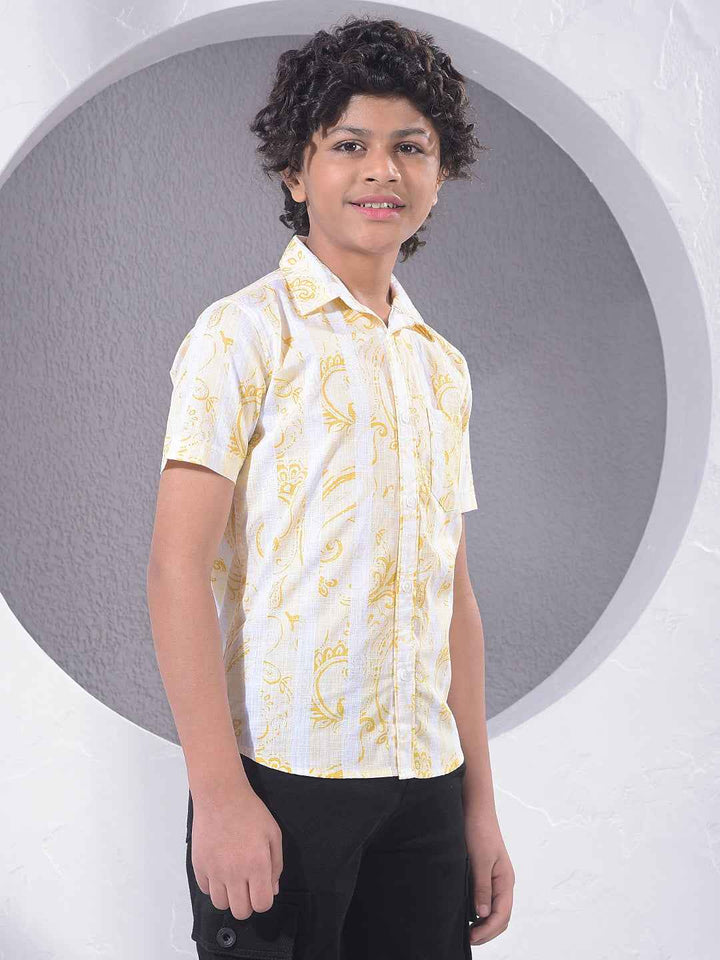 Yellow Paisley Print 100% Cotton Shirt