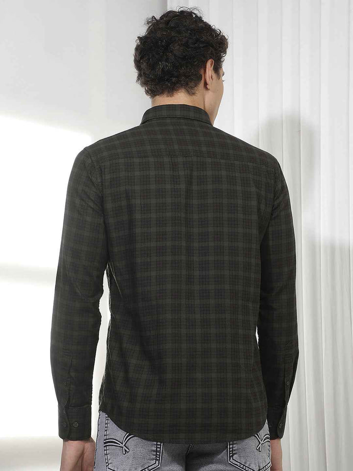 Green Checked 100% Cotton Shirt