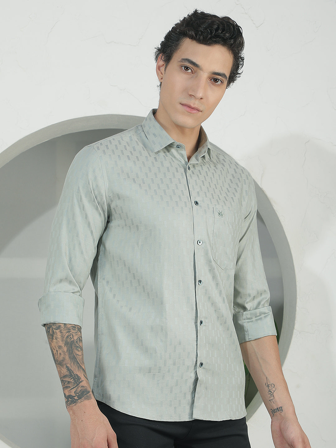 Luxe Forest Green Jacquard Shirt