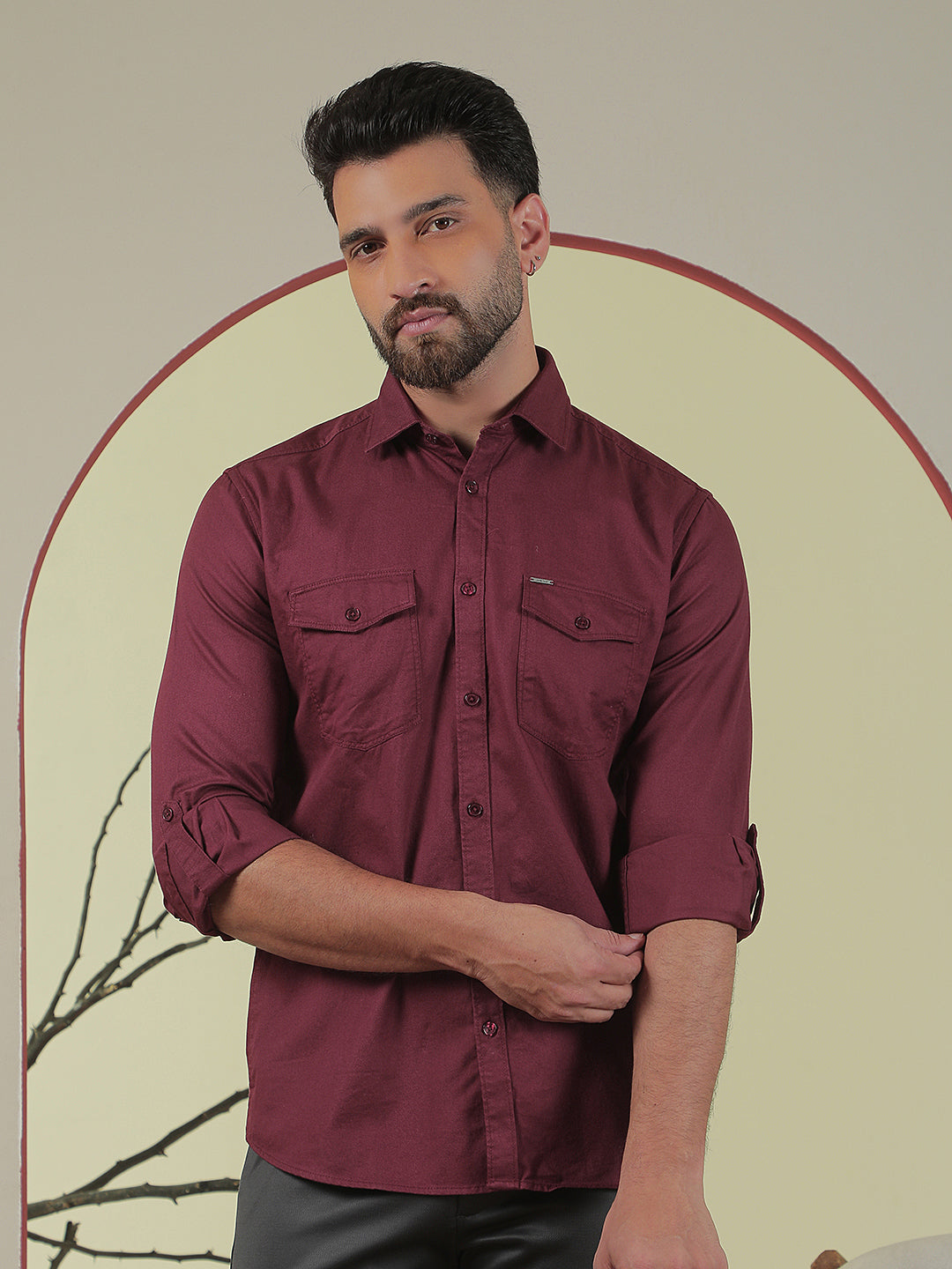 Maroon 100% Cotton Shirt