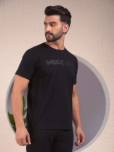 Black Typographic Print T-Shirt