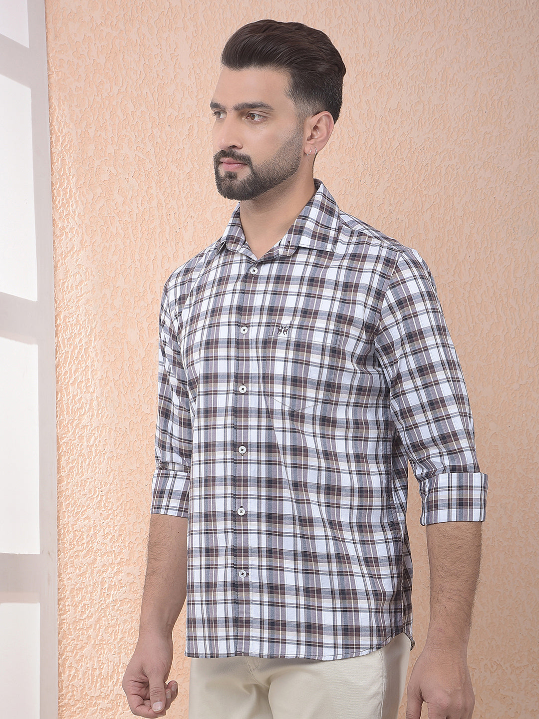 Wine Checked 100% Cotton Shirt