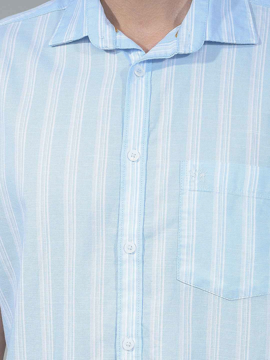 Blue Vertical Striped 100% Cotton Shirt