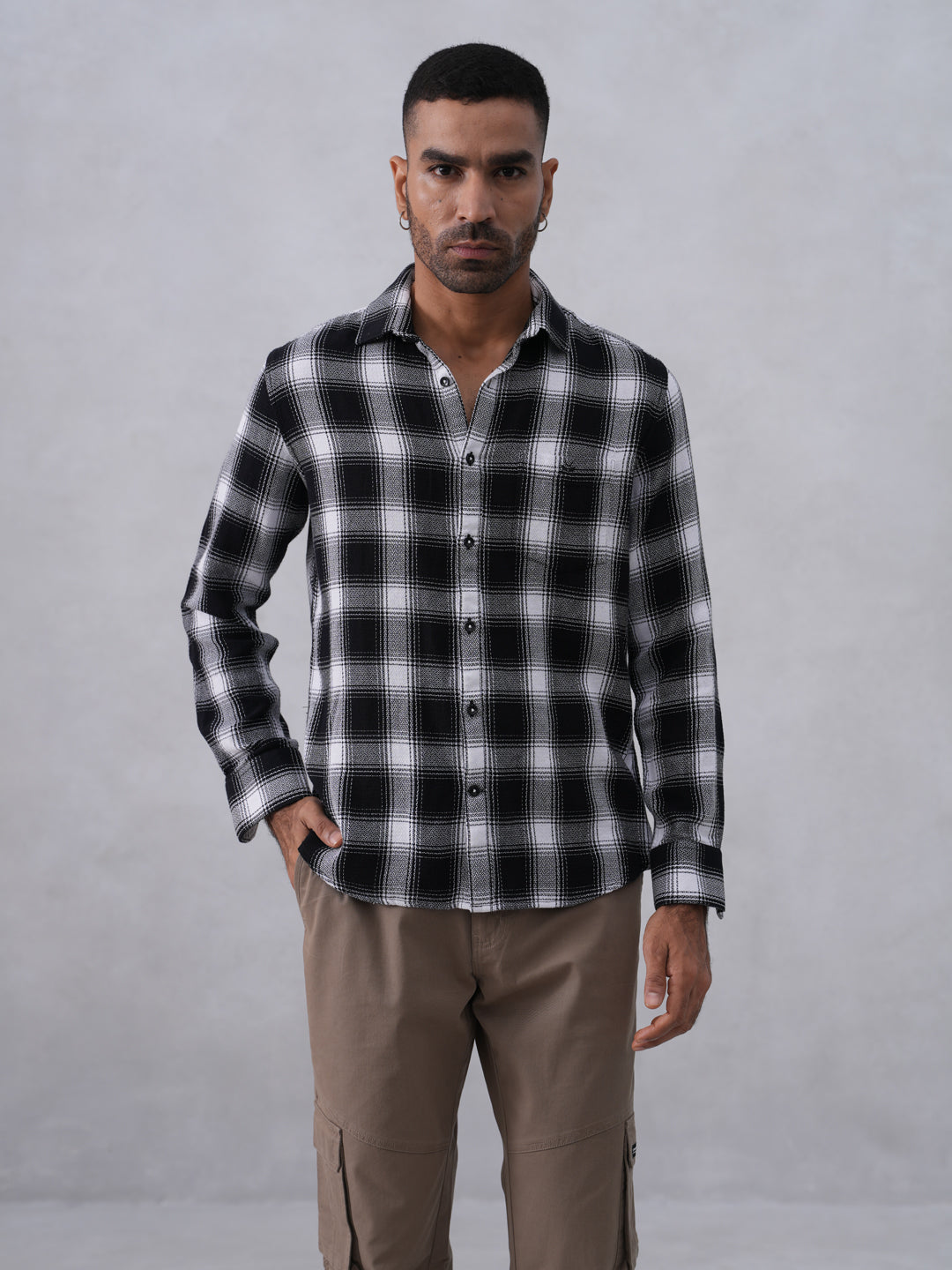 Black Checked 100% Cotton Shirt