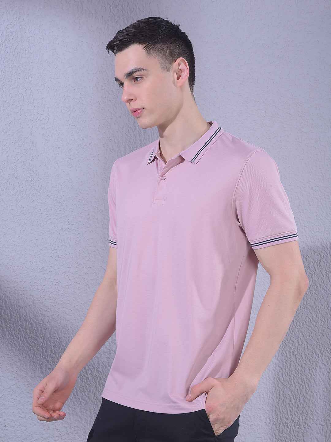 Pink Polo Neck T-Shirt