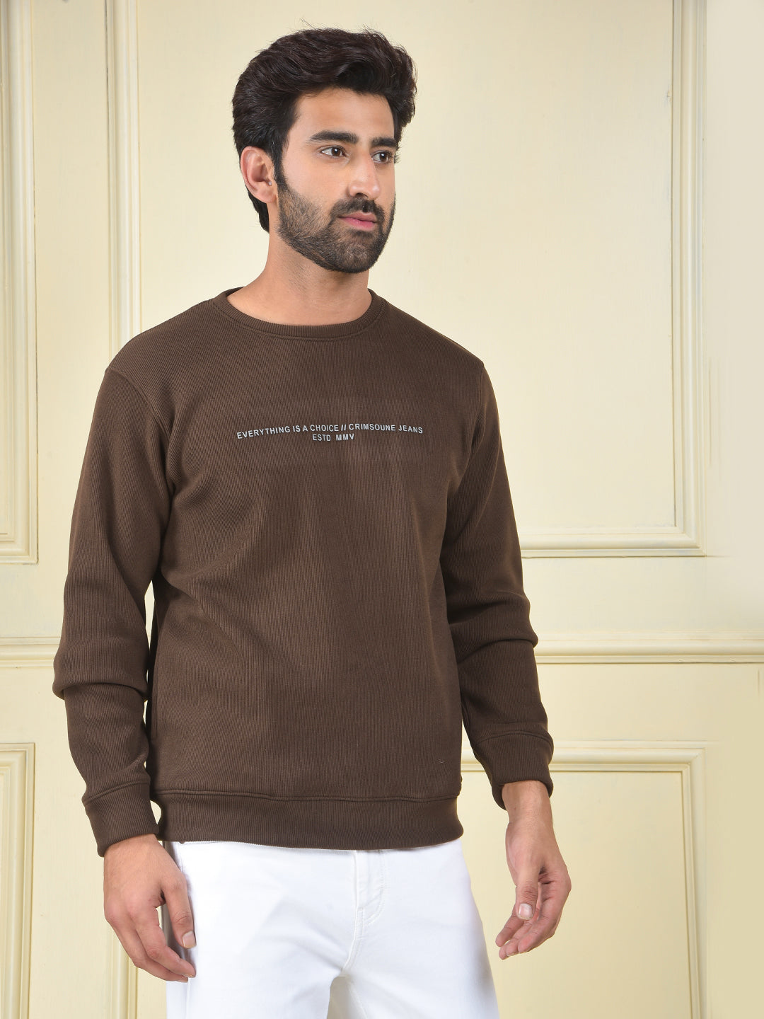 Brown Typographic Print Sweatshirt